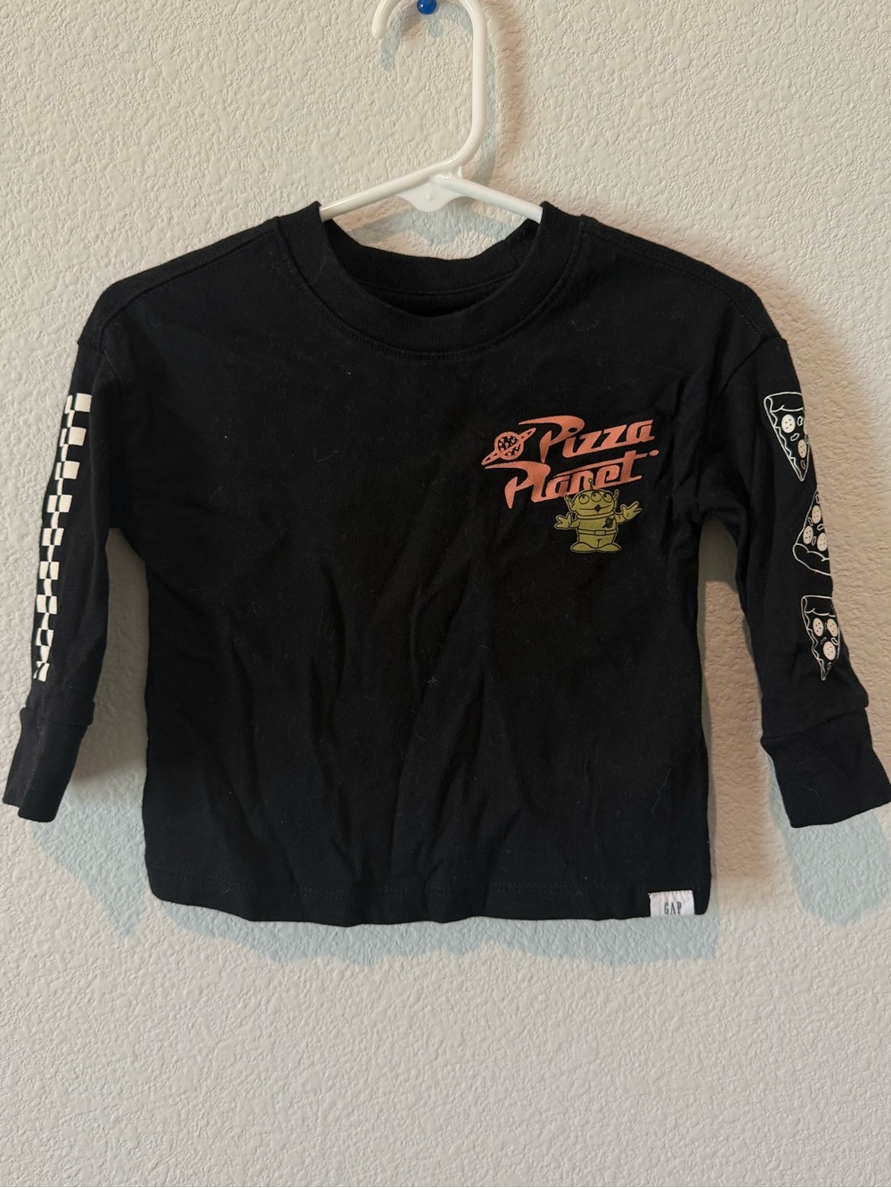 GAP Black Long-Sleeve Pizza Planet Graphic Tee